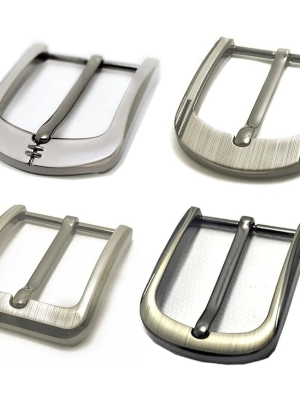 Men's Silver 4pcs Prong Pin 1-1/2inch (40mm) Square Replacement Belt Buckles